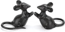 OwnMy 2 Cast Iron Cute Mouse Figurine Sculpture Black Mice Statues Carved Desktop Ornaments Figurines, Decorative Creative Animal Figurine Indoor Outdoor Statues for Garden Patio Yard Home Decoration by GreenHaven Gardens