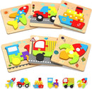 Yetonamr Wooden Toddler Puzzles Gifts Toys for 1 2 3 Years Old Boys Girls, 6 Vehicle Shape Montessori Toys Educational Blocks Kids Gift Baby Learning Toy Age 1-3, 2-4 by TinyTreasures Baby Boutique