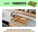 Stack Bamboo Drawer Organizer Set of 5, Kitchen Utensil, Flatware&Silverware Organizer-Wood Laminated Stackable for Kitchen, Bedroom, 13.4''x4.5''*2+10.2''x3.3''*2+10.2''x6.7''*1 by CozyNest Decor