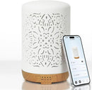 Earnest Living Smart Wifi Essential Oil Diffuser White Ceramic Diffuser 250 ml with Alexa Google Home App Phone Control LED and Auto Off Office Humidifier Aromatherapy Diffusers for Essential Oils by TinyTreasures Baby Boutique