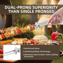 13inch 12(packs) Double Fork Flat Stainless Steel BBQ Skewers with Push Bar, Reusable Skewers for Grilling Kabob Skewer for Meat, Vegetable, BBQ Accessories by GreenHaven Gardens