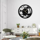 20inches/50cm Wall Clocks Palm Tree Battery Powered No Ticking Silent Round Black Modern Unique Metal Wall Clocks Suitable Living Room Kitchen Bedroom Fireplace Office Farmhouse。 by CozyNest Decor