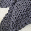 Chunky Knit Throw Bulky Merino Sofa Blanket Hand-Made Super Large Chair Mat Rug(Dark Gray 40"x60") by CozyNest Decor