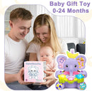 Baby Elephant Musical Stuffed Animals Toy with Light-Up Music & Crinkle Sound Paper,Infant Bilingual Early Learning Education Toys,Tummy Time Toys for 0-3-6-12+ Months Boy Girl, Purple by TinyTreasures Baby Boutique