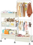 2in1 Baby Diaper Caddy & Clothes Organizer and Storage Rolling Cart, Large Capacity Nursery Organization For Baby Dresser,Changing Table, Crib, With 2 Dividers & 7 Pockets,White by CozyNest Decor