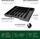 ROYAL CRAFT WOOD Luxury Bamboo Kitchen Drawer Organizer - Silverware Organizer - Utensil Holder and Cutlery Tray with Grooved Drawer Dividers for Flatware and Kitchen Utensils (9 Slot, Black) by CozyNest Decor