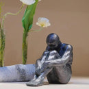 Guichifun Sitting Man Sculptures Home Decor - Resin Bronze Male Holding Arms Legs Lonely Statues Decorative Objects Outdoor Gift for Men 7.5 x 3.7 x 5.8 Inch by CozyNest Decor