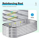 Quictent Raised Garden Bed Kit Oval Galvanized Metal Planter Box Tall for Vegetables Outdoor Backyard, Rubber Strip Edging Included, Silver 6x3x2 ft