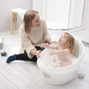 Toddler Bath Tub | Larger Bath for Bigger Kids at Bathtime | Includes Warm and Soft Foam backrest | Grippy Anti-Slip Surface | Includes Easy Drain Bath Plug | White & Grey by TinyTreasures Baby Boutique