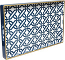 Spsyrine White Serving Tray, Plastic Marbling Tray for Coffee Table, Stylish Rectangular Decorative Tray with Handles, Ottoman Tray for Living Room, Bathroom, 15.6” X 10.2" by CozyNest Decor