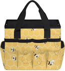 Yellow Bee Gardening Tool Bag,Heavy Duty Garden Tote Bag,Portable Oxford Gardening Storage Basket Organizer Handbag with Pockets Handle,Hand Tools Gifts for Outdoor Garden Lawn Yard by GreenHaven Gardens