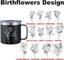 Personalized Mug Cup with Handle 12/14oz Custom Stainless Steel Mugs Customized Name Coffee Tumbler for Women Men Student Family Office Gifts, Birth Flowers by TinyTreasures Baby Boutique