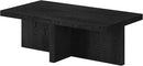 Henn&Hart 44" Rectangular Wood Pedestal Low-Profile Coffee Table for Living Room, Family Room, or Office, Black Grain by CozyNest Decor