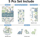 Custom Baby Crib Bedding Set, 5 Pcs Personalized Name Green Dino Baby Crib Set for Kid Infant Toddler, Double Layer Customized Present by TinyTreasures Baby Boutique