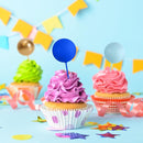 75 Pieces Cake Balls Topper Decorations Foam Cupcake Topper Mini Balloon Cake Topper Balls Cake Picks for Cake Deco Birthday Party Wedding（Blue Gold White Series） by TinyTreasures Baby Boutique