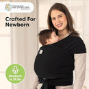 KeaBabies Baby Wrap Carrier - All in 1 Original Baby Carrier Newborn to Toddler Sling, Easy to Wear, Hands Free Bonding, Lightweight, Breathable Infant Wraps (Trendy Black) by TinyTreasures Baby Boutique