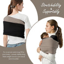 Baby Wrap Carrier, Lightweight Baby Wearing Wraps for Newborn and Infant, Soft Swaddle Holder Carrier, Cozy Baby Sling 7-35 lbs Black+Brown by TinyTreasures Baby Boutique