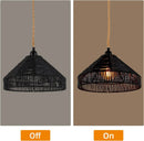 Plug in Pendant Light Rattan Hanging Lamp with On/Off Switch 15 Ft Hemp Rope Modern Woven Pendant Light Fixtures 12" Handwoven Rattan Basket Shade Boho by GreenHaven Gardens
