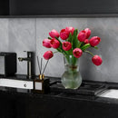 Rose Red Artificial Tulips, 2 Bundles 14Pcs, Fake Tulips Artificial Flowers, 2 x 2.4 Inch Large Flower Head Big Tulip, Easter Valentine's Day Mother's Day Home Decoration Flowers by CozyNest Decor