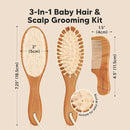 Baby Hair Brush and Comb Set for Newborn - Wooden Baby Hair Brush Set with Soft Goat Bristle, Baby Brush Set for Newborns, Baby Brush and Comb Set Girl, Boy, Toddler Cradle Cap Brush(Oval, Golden Oak) by TinyTreasures Baby Boutique