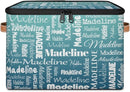 Custom Storage Basket with Name, Personalized Storage Bins with Zipper Lid, Foldable Fabric Storage Box Large capacity with Handle Grey Blue Green by TinyTreasures Baby Boutique