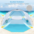 WolfWise 6-7 Person Easy Up Beach Tent UPF 50+ Portable Instant Sun Shelter Canopy Umbrella with Extended Zippered Porch, Blue by TinyTreasures Baby Boutique