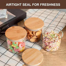 Glass Food Storage Jars 6-Pack - 4x4 in-Clear Glass Food Canisters with Bamboo Lid Airtight For Serving Tea, Coffee, Flour, Sugar, Candy, Cookie, Spice and More (Circular) by CozyNest Decor
