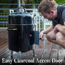 Sophia & William 17" Vertical Charcoal Smoker Grills with Two-Tier Grates, Heavy-Duty Integral Chamber and Tunnel Ventilation System for BBQ, Patio, Outdoor Camping(Black) by GreenHaven Gardens