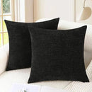 CaliTime Throw Pillow Covers Decorative 18 X 18 Inches Pack of 2 Cozy Chenille Cushion Cases for Couch Sofa Bed Living Room Home Black by CozyNest Decor