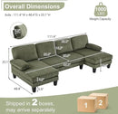 Karl home U-Shape Sectional Sofa Couch 111" Modern 4-Seat Sofa with Chaises Corduroy Fabric Upholstered Covertible Couch with Wood Grain Legs for Living Room, Reception Room, Apartment, Green by CozyNest Decor