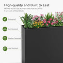 Stoog 38" Metal Tall Rectangular Planter - All-Weather Planter Box for Indoor/Outdoor Use, with Removable Insert Shelf, and Modern Design for Plants, Flowers, Garden, Black by CozyNest Decor