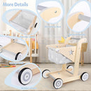 Asweets 2 in 1 Wooden Baby Walker Push and Pull Doll Stroller, Shopping Cart Learning Walker for Boys and Girls, Sit Stand Learning Toddler Toy (Grey) by TinyTreasures Baby Boutique
