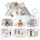 YUFU 9 in 1 Toddler Slide Set, Kids Slide for Toddlers Age 1-3, Toddler Playset with Basketball Hoop and Ball, Outdoor Indoor Playground for Toddlers 1-3 (Beige+Gray) by TinyTreasures Baby Boutique