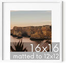 HAUS AND HUES 16x16 White Metal Picture Frame Matted to 12x12 - Features Premium Aluminum & Hanging Hardware, Shatterproof Plexiglass - Ideal for Home, Room, Office (16x16 in, White, Set of 1) by CozyNest Decor
