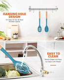 Silicone Cooking Spoons, Great for Scooping Sides and Serving Hearty Stews, BPA-Free Matte Silicone, Wooden Handle Serving Spoon for Nonstick Cooking Surfaces (Blue) by CozyNest Decor