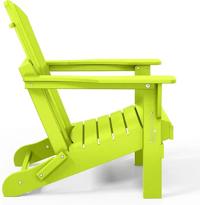 Westin Outdoors Laguna WO Home Furniture Adirondack Chair 2 PCS Set Outdoor Folding Patio Chair for Bon Fire Pit Garden Lawn Backyard Lounging Relaxing (Lime Green), photo 6 of 9