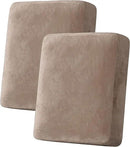 H.VERSAILTEX Velvet Stretch Couch Cushion Cover Plush Cushion Slipcover for Chair Loveseat Sofa Cushion Furniture Protector Seat Cushion Sofa Cover (2 Piece Medium Sofa Cushion Covers, Taupe) by CozyNest Decor