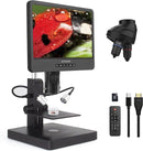 JL249PS 3 Lenses 10 Inch HDMI LCD Digital Microscope, UHD 4000× 24MP Biological Microscope with Prepared Slides, Coin Microscope for Full-Size Coins Error Coins, PC/TV Compatible, 32G Card by TinyTreasures Baby Boutique
