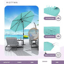 Midtown Umbrellas Sunbrella Umbrella 8 Feet Outdoor Umbrella With Sunbrella Aruba Acrylic Fabric - Auto-Tilt Aluminum Frame Patio Umbrella For Backyard, Deck, Garden, Pool - Black Pole by GreenHaven Gardens
