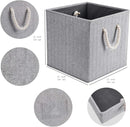 Robuy Cube Storage Bins,Grey Fabric Foldable Storage Bins,Set of 3 Stroage Boxes with Cotton Rope Handles for Organizer Home,Office, Nursery 13x13x13 inch by TinyTreasures Baby Boutique
