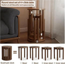 Stackable Stools Set of 4, Wooden Stools 18 Inch Stool Nesting Side Tables Nesting Coffee Table Sturdy and Durable, No Installation Required,Top Stackable Round Stool for Saving space(Walnut Barstool) by CozyNest Decor