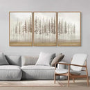 SIGNINART Large Pine Tree Framed Canvas Wall Art Set, Foggy Forest Landscape Wall Decor, Modern Beige Nature Artwork, Misty Forest Wall Painting for Living Room, Bedroom,Office 16 x24 x3 by CozyNest Decor