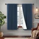 Small Window Curtains for Bathroom Sink Short Length 2 Panel Sets Back Tab Rod Pocket Navy Blue Linen Blackout Heat Reflective RV Curtains for Camper Kitchen Kids Boys Bedroom Patriotic 45 Inches Long by CozyNest Decor