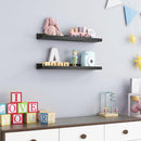 Picture Ledge Shelf for Wall, 24 inch Solid Pine Wood Nursery Book Shelves 2 Packs, Floating Ledge Shelves for Kids' Room Bedroom Bathroom Living Room Photo Frames Office Nursey Wall Decor, Black by TinyTreasures Baby Boutique