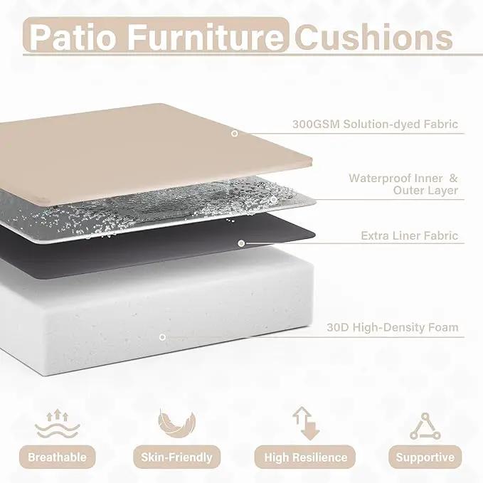 Patio Chair Cushions 22 X 22 X 4 Inch Waterproof Outdoor Seat Cushions for Patio Furniture, Outdoor Sofa Couch Pads with Ties & Handle, Set of 2, Sand, photo 5 of 7