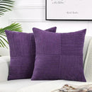 Fancy Homi 2 Packs Purple Decorative Throw Pillow Covers 16x16 Inch for Living Room Couch Bed, Farmhouse Boho Home Decor, Soft Corss Patchwork Corduroy Textured Square Cushion Case 40x40 cm by CozyNest Decor