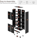 75" Tall Kitchen Pantry Storage Cabinet, Metal Storage Cabinets with 4 Doors and Adjustable Shelves, Black Kitchen Hutch Cabinet with Microwave Stand, Large Cupboard for Dining Living Room by CozyNest Decor