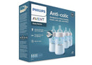 Philips Avent Anti-Colic Bottle with AirFree Vent, 9oz, with Flow 2 Nipples, 1m+, 4pk, Blue, SCY703/24 by TinyTreasures Baby Boutique