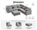 Oversized Modular Sofa, Extra Deep Cloud Chenille Sectional Couch with Ottoman Chaise, Fluffy Chenille Corner V Shape Sofa for Living Room, Villa (Corner V Shape+Ottoman, Chenille Grey) by CozyNest Decor