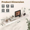 Axeman Floating Shelves for Wall - 40''W x 8'' D Rustic Solid Elm Wood Shelves for Storage, Wall Mounted Display Shelving with Invisible Heavy-Duty Metal Bracket (White Wash, 2PCs) by CozyNest Decor